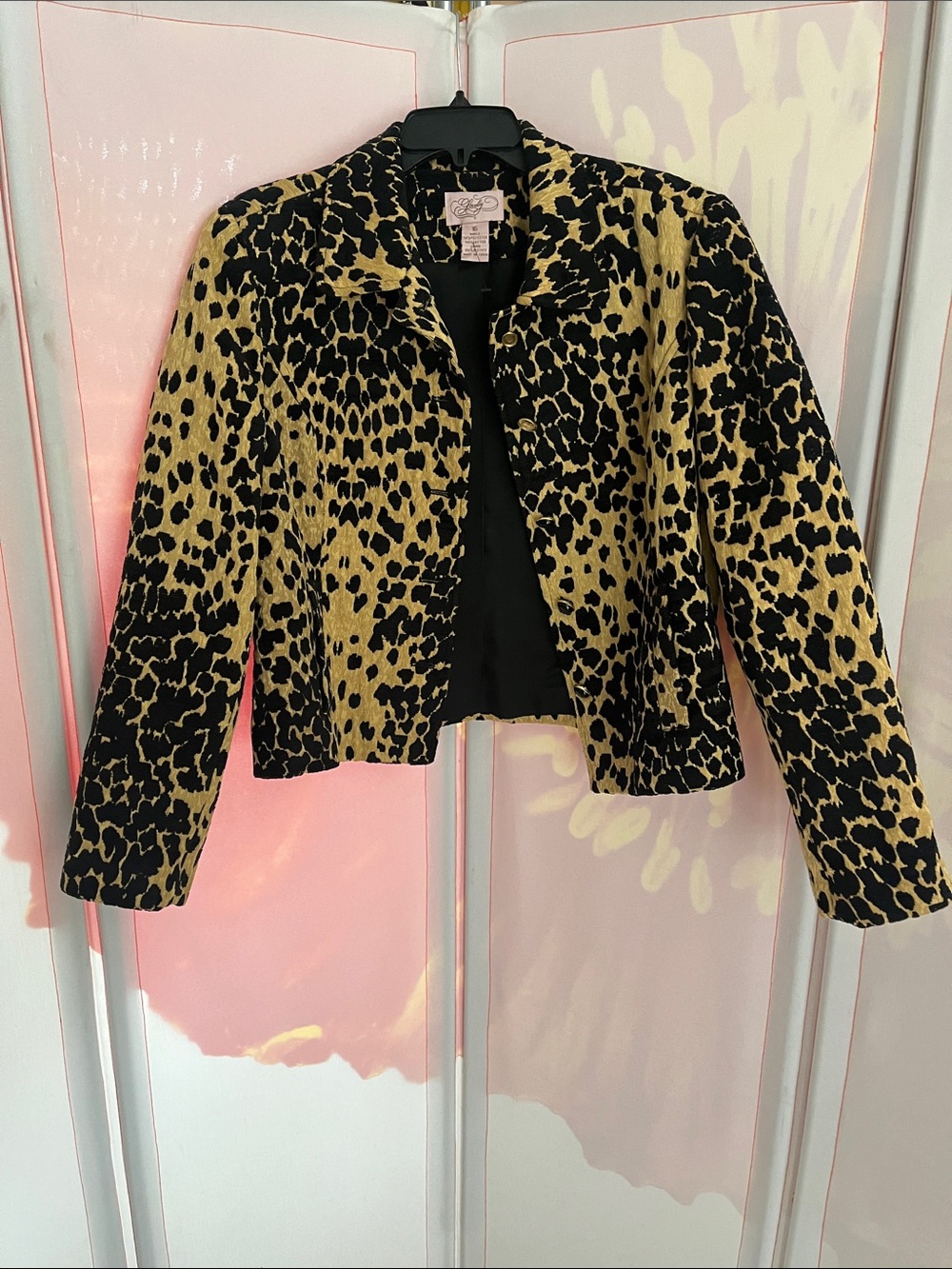 Leopard Print Cropped Blazer - Black & Tan